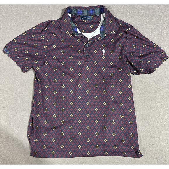 William Murray Other - William Murray Golf Polo Shirt Men’s Medium Geometric Print Burgundy Navy